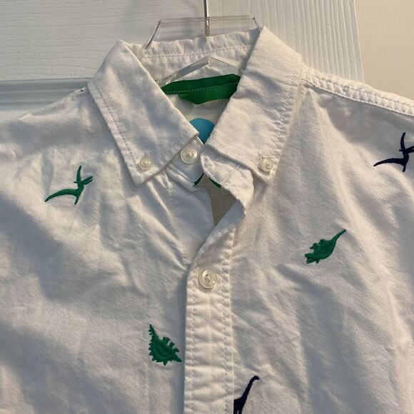 Mini Boden White Button Down Embroidered Dinosaur Shirt - Picture 3 of 13